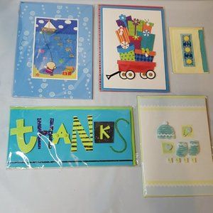 5 Embellished 3D Greeting Cards - Birthday, Thank You, Blank, New Baby